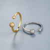 Women's Copper Open Ring With Round Dropshaped Beads And Electroplated Retro Fashion Design