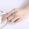 Women's Copper Open Ring With Zircon Flower Design Adjustable Minimalist Floral Jewelry