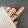 Women's Copper Open Rotating Ring With Geometric Pattern And Electroplating Treatment