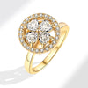 Women's Copper Open Rotating Ring With Geometric Pattern And Electroplating Treatment