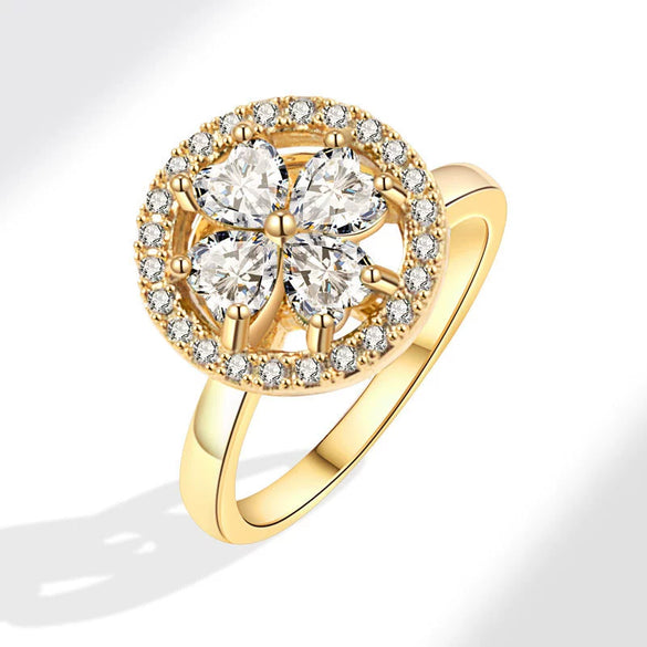 Women's Copper Open Rotating Ring With Geometric Pattern And Electroplating Treatment