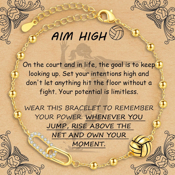 Women's Copper Paperclip Chain Bracelet With Zircon Geometric Football Charm Electroplated Sporty Fashion Jewelry Gift