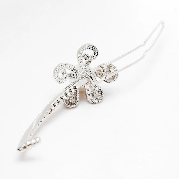 Women's Copper Pearl Hairpin Side Clip With Zircon Inlay And Floral Design Fashion Hair Accessory