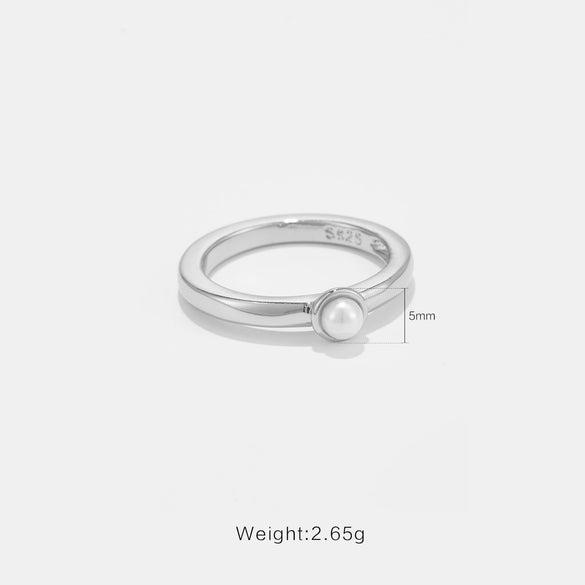 Women's Copper Pearl Ring With Geometric Design And Electroplating Treatment