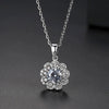 Women's Copper Pendant Necklace Set With White Zircon Accents Geometric Floral Design Cross Chain And Delicate Sparkling Fashion Jewelry