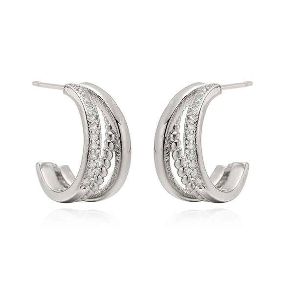 Women's Copper Plated Geometric Micropaved Zircon Earrings