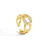 Women's Copper Plated Gold Cuban Chain Style Finger Ring With Zircon