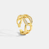 Women's Copper Plated Gold Cuban Chain Style Finger Ring With Zircon