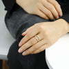 Women's Copper Plated Gold Cuban Chain Style Finger Ring With Zircon