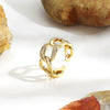 Women's Copper Plated Gold Cuban Chain Style Finger Ring With Zircon