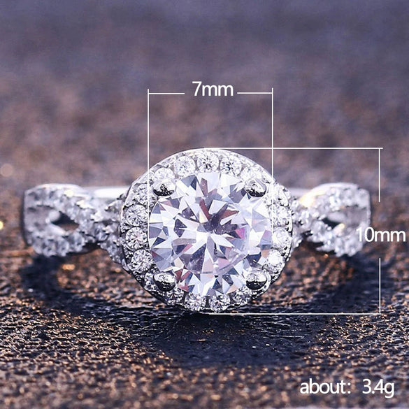 Women's Copper Plated Platinum Inlaid Zircon Geometric Ring
