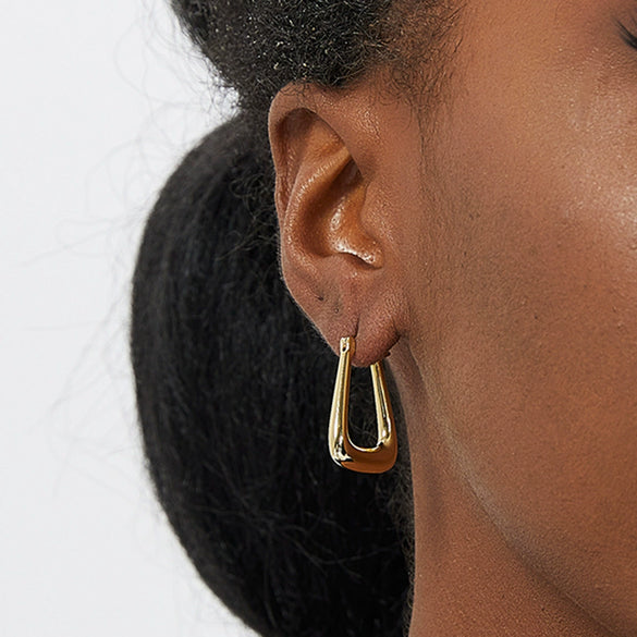 Women's Copper Plated Real Gold Geometric Triangle Earrings