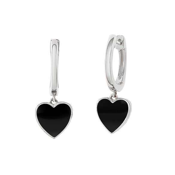 Women's Copper Plated Real Gold Simple Love Oil Drop Earrings With Heart And Geometric Patterns And Microinlaid Zircons