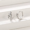 Women's Copper Plated White Gold Leaf Earrings With Zircon Inlay