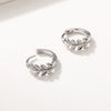 Women's Copper Plated White Gold Leaf Earrings With Zircon Inlay