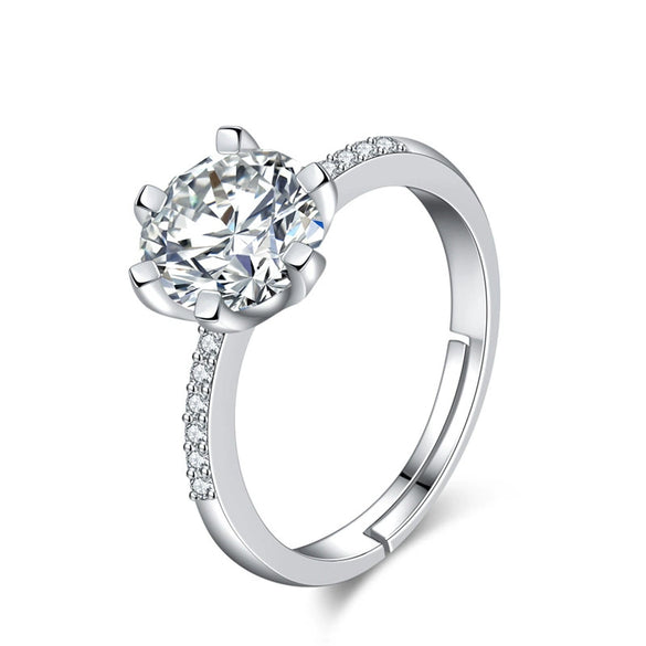 Women's Copper Platinum Silver Plated Ring With Diamond Microinlaid And Flower Pattern