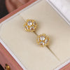 Women's Copper Real Gold Electroplated Heart Shape Ice Flower Ball Earrings With Polish Design