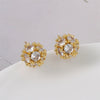 Women's Copper Real Gold Electroplated Heart Shape Ice Flower Ball Earrings With Polish Design