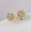 Women's Copper Real Gold Electroplated Heart Shape Ice Flower Ball Earrings With Polish Design