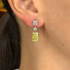Women's Copper Rectangular Geometric Princess Style Earrings With Rhombus Pattern