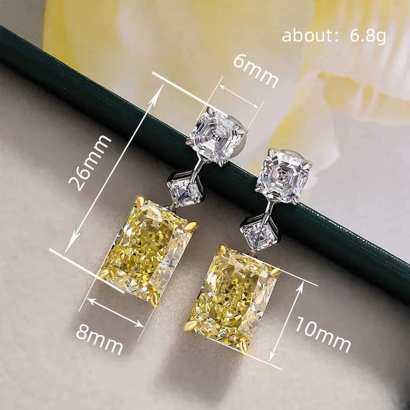 Women's Copper Rectangular Geometric Princess Style Earrings With Rhombus Pattern