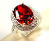 Women's Copper Red Corundum Ring With Geometric Zircon Design