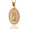 Women's Copper Religious Pendant Necklace With Colored Zircon And Drip Glaze Virgin Mary Design O Chain Jewelry Accessory