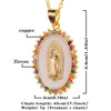 Women's Copper Religious Pendant Necklace With Colored Zircon And Drip Glaze Virgin Mary Design O Chain Jewelry Accessory