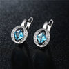 Women's Copper Rhombus Zircon Stud Earrings With Four Claw Set Aaa Zircon And Hollow Full Stone Design