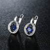 Women's Copper Rhombus Zircon Stud Earrings With Four Claw Set Aaa Zircon And Hollow Full Stone Design