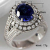 Women's Copper Ring Inlaid With Sapphire Blue Zircon In Geometric Style
