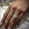 Women's Copper Ring Set With Geometric Pattern And Zircon Treatment