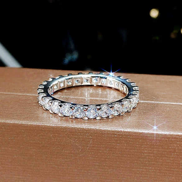 Women's Copper Ring Set With Geometric Simulated Zirconia In Fashion Style
