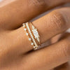 Women's Copper Ring Set With Geometric Style And Zircon Inlay