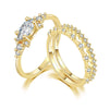 Women's Copper Ring Set With Geometric Style And Zircon Inlay