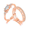 Women's Copper Ring Set With Geometric Style And Zircon Inlay