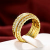 Women's Copper Ring With Flower And Geometric Pattern Inlaid Zircon