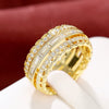 Women's Copper Ring With Flower And Geometric Pattern Inlaid Zircon