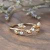 Women's Copper Ring With Flower And Leaf Pattern Light Luxury Style Electroplated