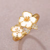 Women's Copper Ring With Flower Pattern And Dripping Glue Process