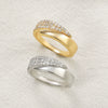 Women's Copper Ring With Geometric Design And Diamond Inlay Trendy And Elegant