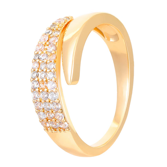 Women's Copper Ring With Geometric Design And Diamond Inlay Trendy And Elegant