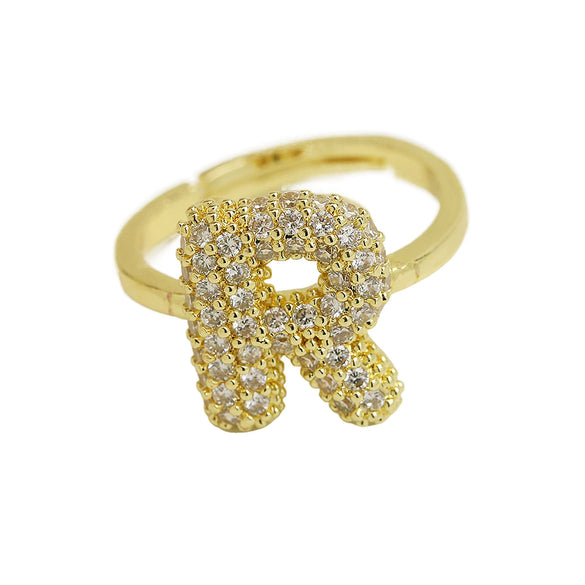 Women's Copper Ring With Letters Numbers Text Pattern And Electroplating Treatment