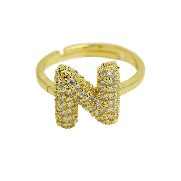 Women's Copper Ring With Letters Numbers Text Pattern And Electroplating Treatment