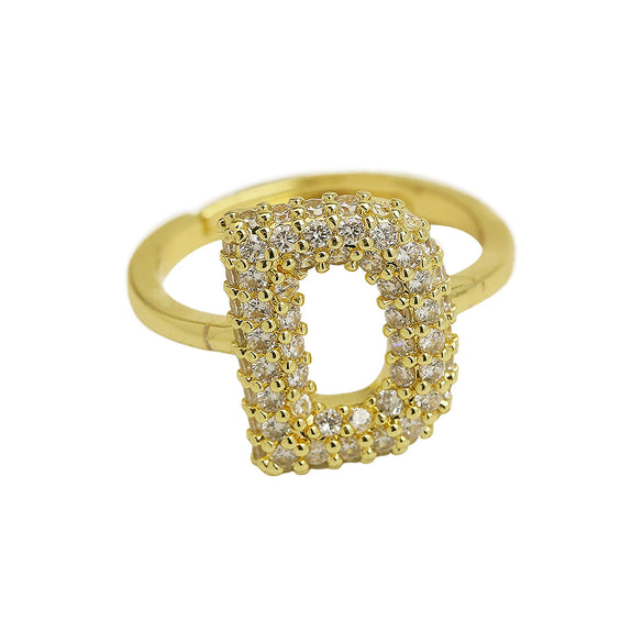 Women's Copper Ring With Letters Numbers Text Pattern And Electroplating Treatment