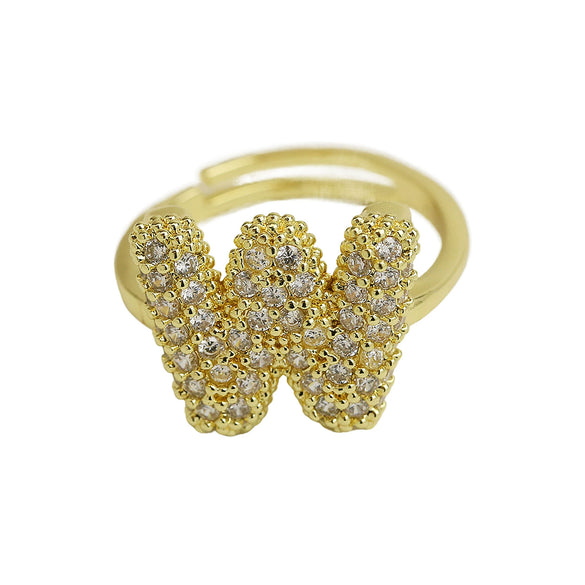 Women's Copper Ring With Letters Numbers Text Pattern And Electroplating Treatment