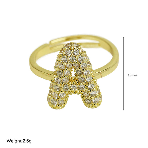 Women's Copper Ring With Letters Numbers Text Pattern And Electroplating Treatment