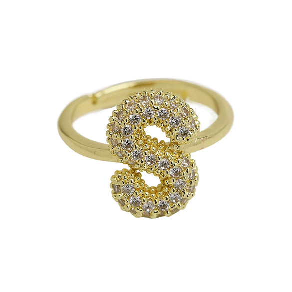 Women's Copper Ring With Letters Numbers Text Pattern And Electroplating Treatment