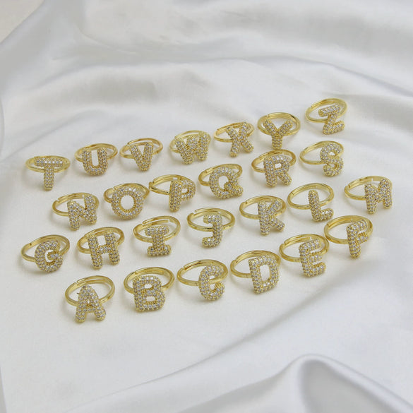 Women's Copper Ring With Letters Numbers Text Pattern And Electroplating Treatment