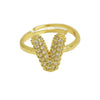 Women's Copper Ring With Letters Numbers Text Pattern And Electroplating Treatment